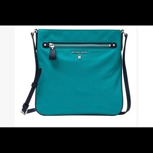 Michael Kors nylon teal crossbody purse
